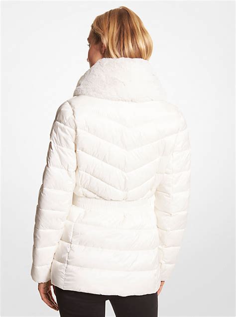 michael kors fur lined quilted nylon puffer jacket|michael kors packable puffer jacket.